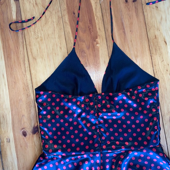 Retro Polka Dot Mini Halter Party Dress - Picture 6 of 7